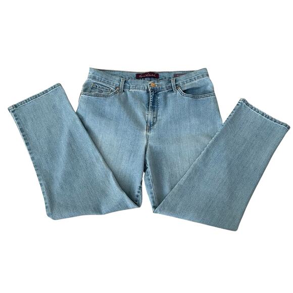 Gloria Vanderbilt Amanda Straight High Rise 5 Pocket Design Blue Jeans Size 12 - Picture 5 of 7